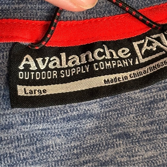 Avalanche Blue Marled Quarter Zip Long Sleeve Stretch Pullover Stand Up Collar - Picture 3 of 6